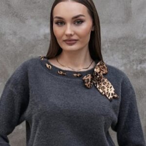 Yumoş Triko Fular Detaylı Örme Kazak